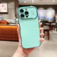 thumbnail image 1 of For iPhone 14 Pro Case,for Women Girls Soft Cute Wave Frame Curly Shape Love Heart Luxury Plating Phone Case,Luxury Slim Plating EdgeCase,Anti-slip Grip,Full camera lens protection,Green, 1 of 8