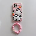 thumbnail image 1 of For iPhone 14 Pro Max/14 Pro/14 Plus/14 Phone case，Shockproof Cute 3D Carrot rabbit Soft TPU Case Cover With Bracelet, 1 of 1