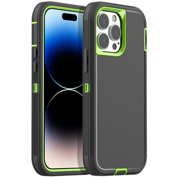 For iPhone 14 Pro Max Case Shockproof Heavy Duty Hard Protective Cover (Grey/Green)