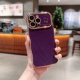 thumbnail image 1 of For iPhone 14 Pro Max Case,for Women Girls Soft Cute Wave Frame Curly Shape Love Heart Luxury Plating Phone Case,Luxury Slim Plating EdgeCase,Anti-slip Grip,Full camera lens protection,Darkpurple, 1 of 6