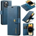 thumbnail image 1 of For iPhone 14 Pro Max DG.MING Crazy Horse Texture Detachable Magnetic Leather Phone Case,Blue,For iPhone 14 Pro Max, 1 of 9