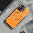 thumbnail image 1 of For iPhone 14 Pro Max Matte Case [Compatible with Magsafe] Soft TPU Bumper + PU Leather Cloth Textured Back Ultra-Thin Business Shockproof Soft Drop Protective Case For iPhone 14 Pro Max,Orange, 1 of 8
