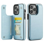 For iPhone 14 Pro Max Wallet Case with Card Holder, PU Faux Leather Kickstand Card Slots Case, Double Magnetic Clasp and Durable Shockproof Cover