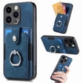 thumbnail image 1 of For iPhone 14 Pro Phone Case Wallet with Card Holder,PU Leather Metal Ring Buckle Holder Kickstand  Women Men Magnetic Cover,Blue,For iPhone 14 Pro, 1 of 6