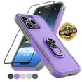 thumbnail image 1 of For iPhone 15,15 Pro,15 Plus,15 Pro Max Case with Screen Protector,Heavy Duty Shockproof Full Body Protective Phone Cover,Built in Rotatable Magnetic Ring Holder Kickstand for iPhone 15 -Purple, 1 of 8