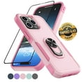 thumbnail image 1 of For iPhone 15,15 Pro,15 Plus,15 Pro Max Case with Screen Protector,Heavy Duty Shockproof Full Body Protective Phone Cover,Built in Rotatable Magnetic Ring Holder Kickstand for iPhone 15 Pro -Pink, 1 of 8