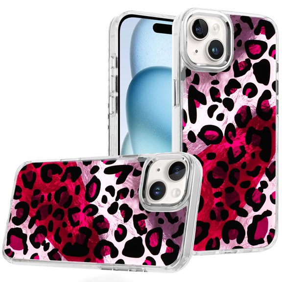 For iPhone 15 Beautiful Epoxy Designs With Chrome Metallic Edges Hybrid - 4