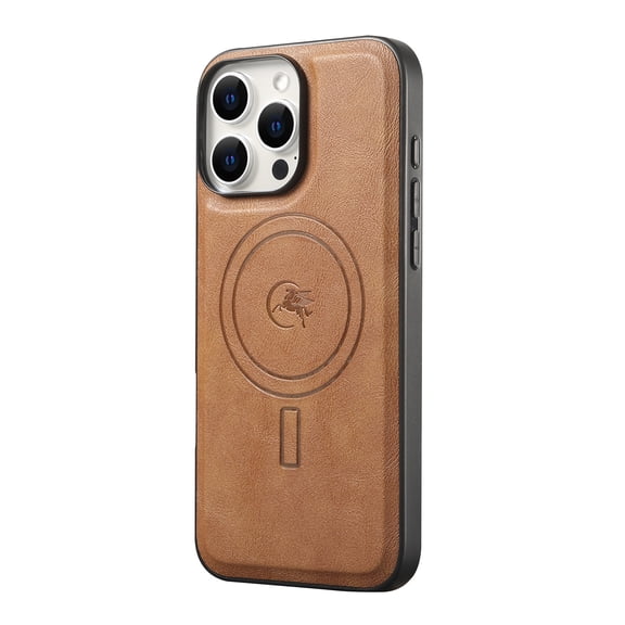 For iPhone 15 Case Cover, Retro PU Leather Magnetic Case [Compatible with Magsafe] Drop Protection Slim Fit Bumper Phone Case for Women Men, Brown