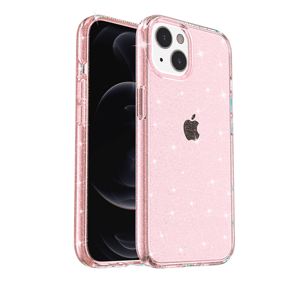 For iPhone 15 Glitter Ultra Thick 3mm Transparent Hybrid Case Cover - Pink