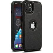 For iPhone 15 Leather Case, Slim Luxury PU Non-Slip Shockproof Protective Cover Phone Cases for iPhone 15, Black