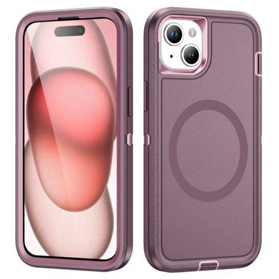 For iPhone 15 Life Waterproof Rugged MagSafe Magnetic Phone Case,Purple,For iPhone 15
