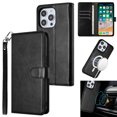 For iPhone 15 PLUS Case Detacheable Circle Wallet + 2 Tempered