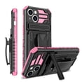 thumbnail image 1 of For iPhone 15 Plus Case with Belt Clip Holster, Heavy Duty Military Grade Drop Protective, 360° Rotating Kickstand Shockproof TPU Shell Durable Rugged Cover For iPhone 15 Plus, Pink, 1 of 15
