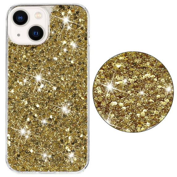For iPhone 15 Plus Case,Cute Glitter Bling Twinkle Stardust with Drop Protection Shockproof Soft TPU Slim Flexible Phone Case Girls/Women Protective case for iPhone 15 Plus,Anti Scratch,Gold