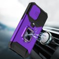 thumbnail image 1 of For iPhone 15 Plus Multi-Functional Card Magnetic Ring Stand Hybrid Camera Case Cover - Dark Purple, 1 of 4