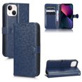 thumbnail image 1 of For iPhone 15 Plus Phone Case Full Coverage Dustproof Anti-Scratch Anti-Fingerprint Kickstand Card Slots Wave-dot Pattern Design Convenient Wrist Strap PU Leather Luxury Wallet Cover,Blue, 1 of 7