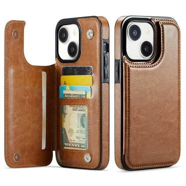 For iPhone 15 Plus Wallet Case with Card Holder, PU Faux Leather Kickstand Card Slots Case, Double Magnetic Clasp and Durable Shockproof Cover