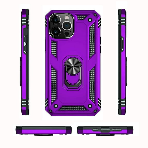 For iPhone 15 Pro (2023, 6.1"), Shockproof Case Phone Cover Anti-Scratch Protective Cover with Ring Holder and Tempered Glass Screen