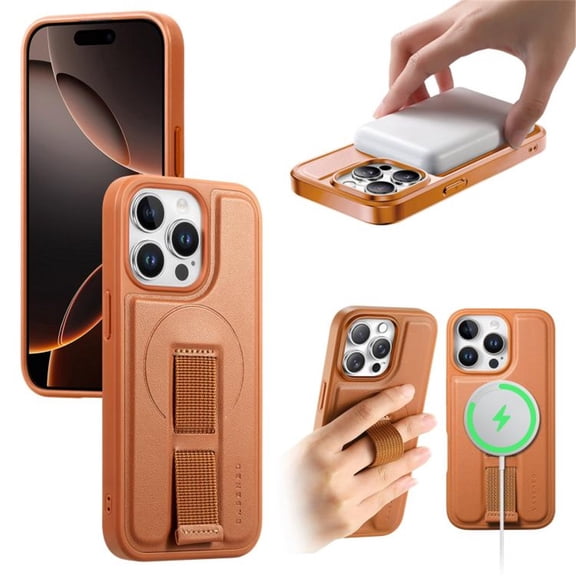 For iPhone 15 Pro 6.1" Case With Belt Clip Holster And Kickstand MagSafe Magnetic Phone Cases,Brown,For iPhone 15 Pro
