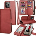 thumbnail image 1 of For iPhone 15 Pro Case, Apple iPhone 15 Pro 6.1" 5G Wallet Case, Tiflook PU Leather Card Holder Flip Cover [Detachable Magnetic] Wine, 1 of 6