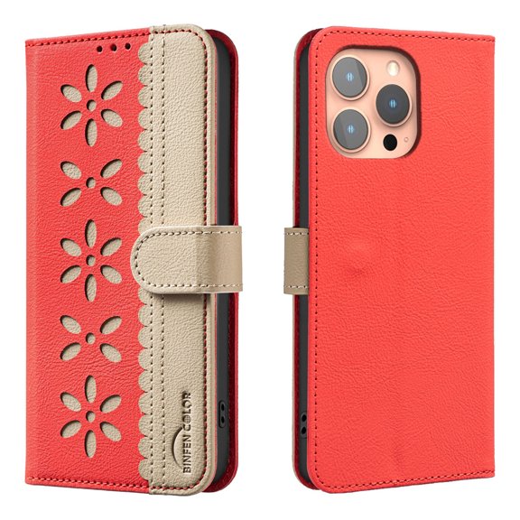 For iPhone 15 Pro Max 15 Plus Phone Case Leather Wallet Cover