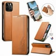 thumbnail image 1 of For iPhone 15 Pro Max 6.7-inch Case,Elastic Wristband Magnetic Suction Closure Flip Stand Wallet Leather Phone Case,Brown,For iPhone 15 Pro Max, 1 of 12
