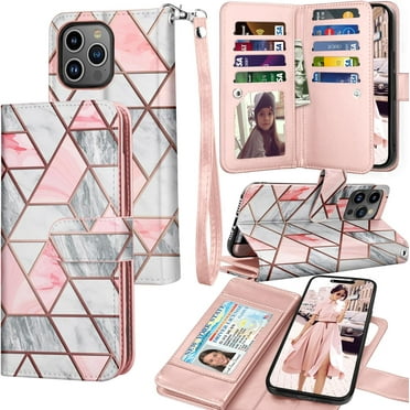 For iPhone 15 Pro Max Case, Apple iPhone 15 Pro Max 6.7" 5G Wallet Case, Tiflook PU Leather Card Holder Flip Cover [Detachable Magnetic] Marble