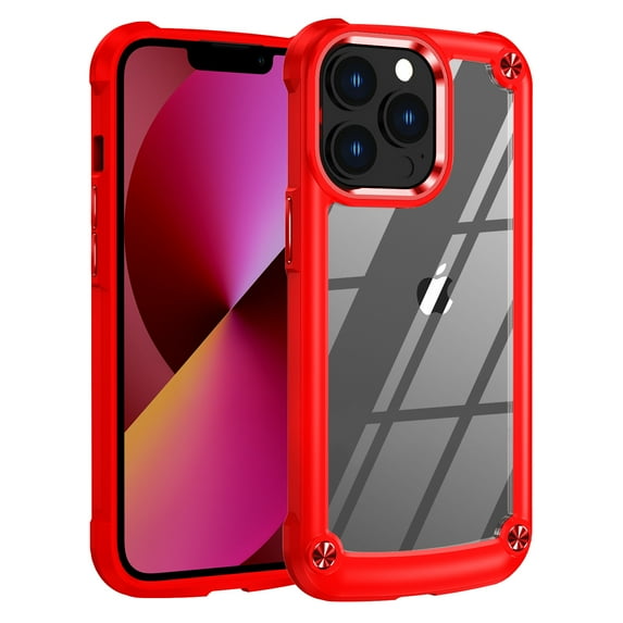 For iPhone 15 Pro Max Clear Case Support Wireless Charging,Decase Anti-Yellow Anti-Scratch Shockproof Transparent Magnetic Phone Cover ,for Apple iPhone 15 Pro Max(2023 Release) 6.1" - Red