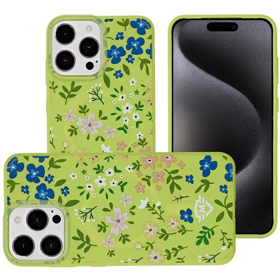 For iPhone 15 Pro Max METKASE (Magnetic) Premium Recycled Eco-Friendly GRS IMD Case - Green Floral