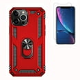 thumbnail image 1 of For iPhone 15 Pro Max Protective Cover Heavy Duty Shockproof Phone Case with Ring Holder and Tempered Glass Screen, Red, 1 of 8