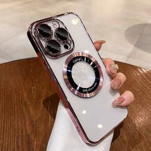 For iPhone 15 Pro Max flash magnifier electroplated phone case with CD pattern for iPhone 14 13 12 magnetic soft phone case