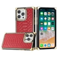 thumbnail image 1 of For iPhone 15 Pro Premium PU Leather Heart Hybrid Case - Red, 1 of 3