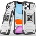 thumbnail image 1 of For iPhone 15 Robust Magnetic Kickstand Hybrid Case Cover - Silver, 1 of 9
