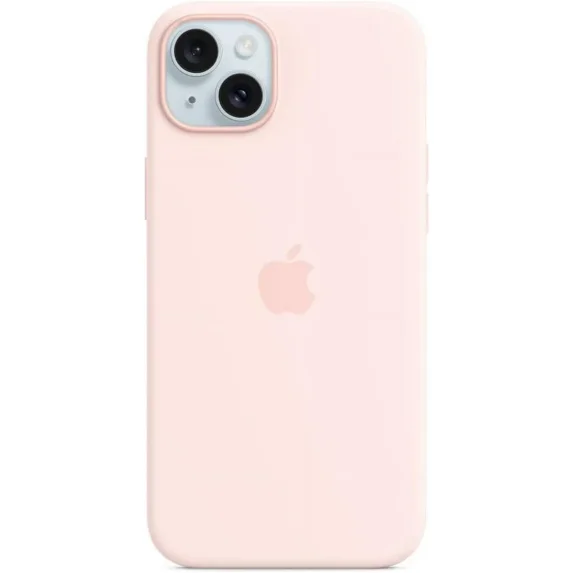 For iPhone 15 Silicone Case with MagSafe, Light Pink