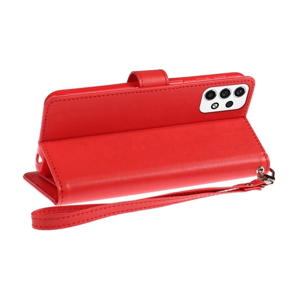 For iPhone 15 Wallet ID Card Holder Case Cover - Red
