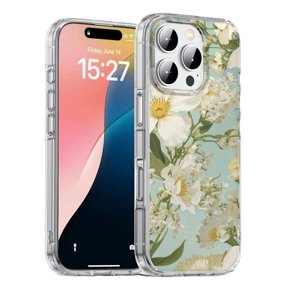 HZSY.Protective cell Phone Case for iPhone 15 - Printed Vintage Camellia