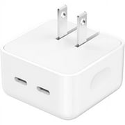 For iPhone 16/15/14/ 13 /12 Fast Charger,35W foldable Dual USB-C Port Compact Power Adapter,Dual Type C Port Cell Phone Wall Charger Block