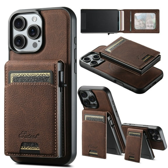 For iPhone 16/17 Series Wallet Case, Magnetic Wireless Charging & Card Holder