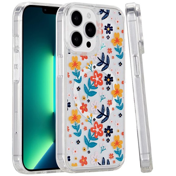 For iPhone 13 Pro Max Magnetic Space UV Design Case - Colorful Floral