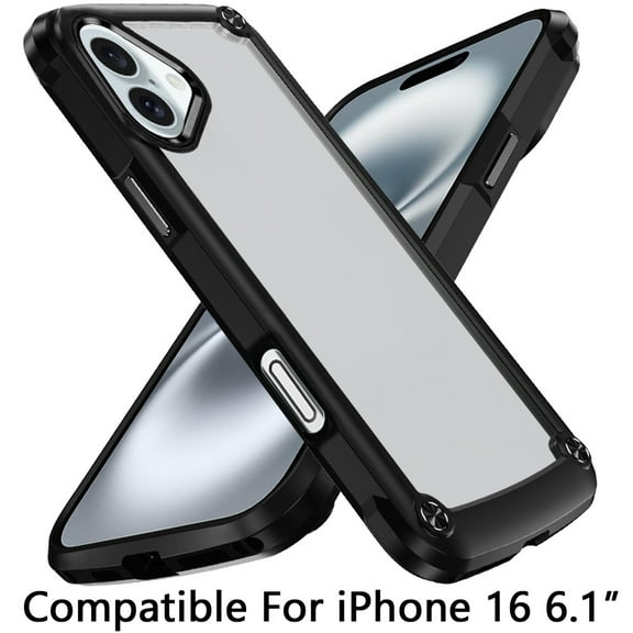 For iPhone 16 6.1 inch METKASE Ultimate CaseX Transparent Hybrid Case with Metal Buttons And Camera Edges in Slide-Out Package - Black