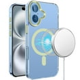 thumbnail image 1 of For iPhone 16 6.1 inch Matching Clear Transparent Circle Design Case Cover - Light Green, 1 of 3