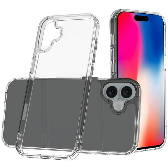For iPhone 16 6.1 inch PURE CRYSTAL Transparent Thick 2.0mm ShockProof Chromed Buttons Case Cover - Clear