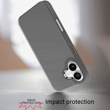 For iPhone 16 6.1 inch Premium LIQUID Silicone with Metal Buttons and Camera Edges Case Cover - Grey