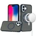 thumbnail image 1 of For iPhone 16 6.1 inch Royal Magnetic Ring Skin-Touch HQ Metal Buttons/Camera Lip Hybrid - Blue, 1 of 3