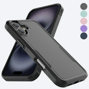 For iPhone 16 Case, Shockproof Phone Case for Apple iPhone 16 6.1", Tekcoo Military Grade Protection Heavy Duty Cute Bumper Dual Layer Rugged Sturdy Durable Cover - Black
