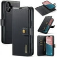 thumbnail image 1 of For iPhone 16 DG.MING Crazy Horse Texture Detachable Magnetic Leather Phone Case,Black,For iPhone 16, 1 of 9