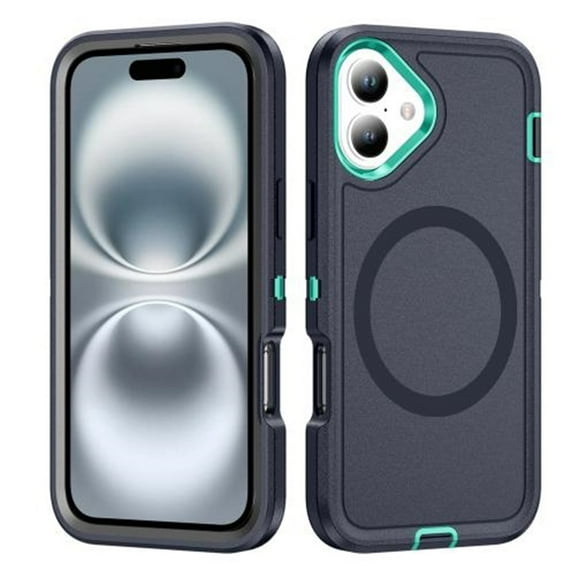 For iPhone 16 Life Waterproof Rugged MagSafe Magnetic Phone Case,Green,For iPhone 16