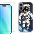 thumbnail image 1 of For iPhone 16 Phone Case Cover, Shockproof Case with Tempered Glass Screen Protector, by OneToughShield - Astronaut, 1 of 4