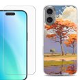 thumbnail image 1 of For iPhone 16 Phone Case Cover, Shockproof Case with Tempered Glass Screen Protector, by OneToughShield - Autumn Tree, 1 of 4