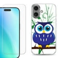 thumbnail image 1 of For iPhone 16 Phone Case Cover, Shockproof Case with Tempered Glass Screen Protector, by OneToughShield - Blue Owl, 1 of 4
